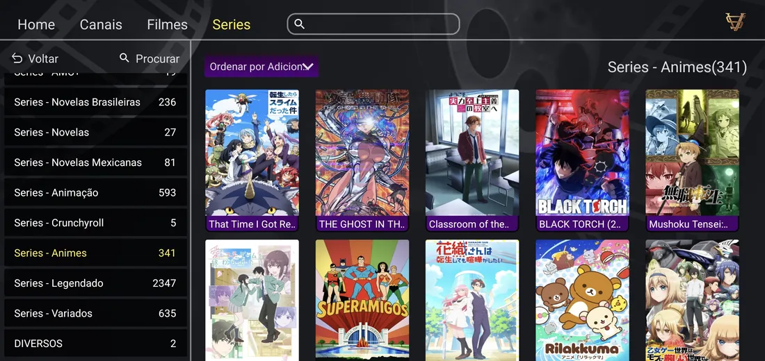 Categoria de animes com capas